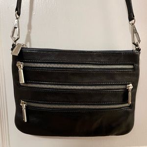 Black Rebecca Minkoff Three-Zip Rocker Crossbody Bag